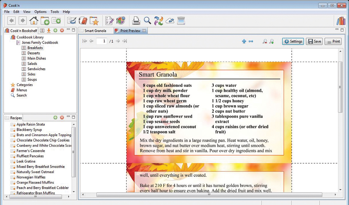 Printing recipe cards 