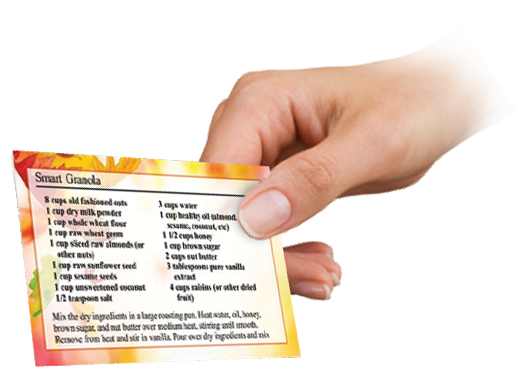 hand holding recipe cards 