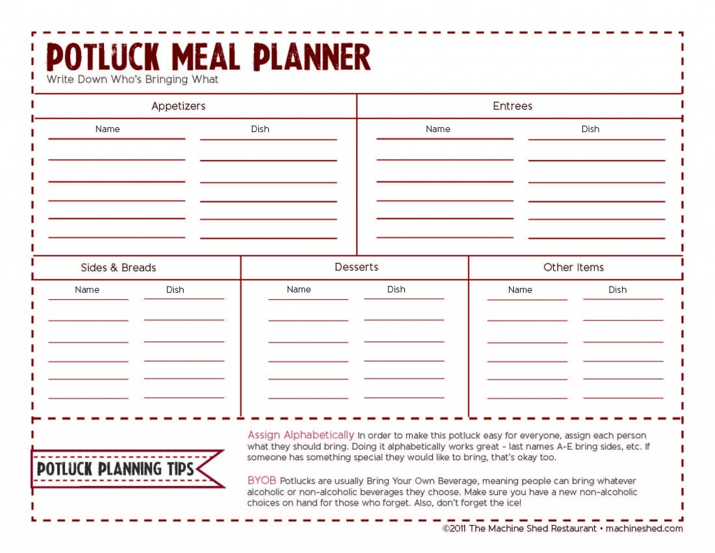Taco Potluck Sign Up Sheet Template