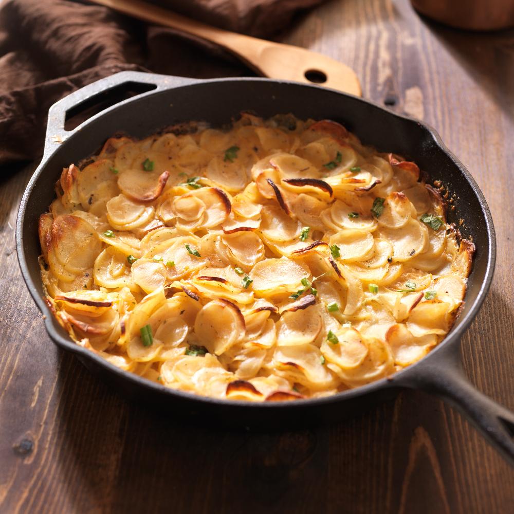 Skillet Scalloped Potato Gratin - Dutch Oven Daddy - Cast Iron Living