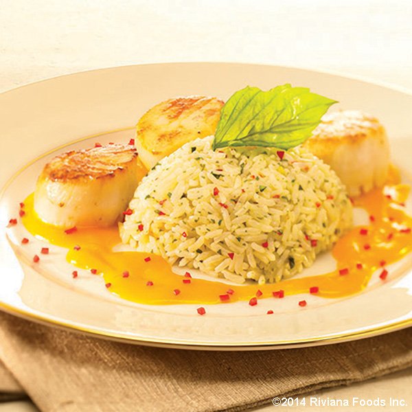 Seared Diver Scallops with Thai Flavored Jasmine Rice
