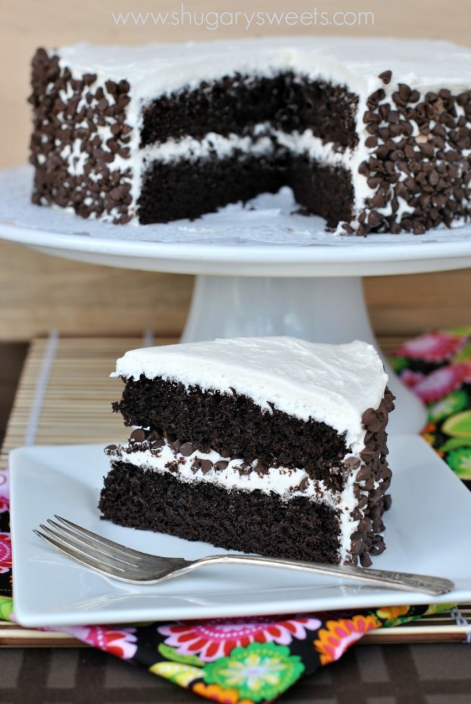 Dark Chocolate Cake With Vanilla Frosting