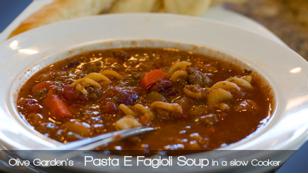 Olive Garden Pasta E Fagioli Soup in a slow cooker