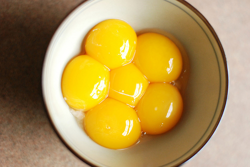Six Bright Yellow Egg Yolks In A White Bowl Stock Photo, 42% OFF