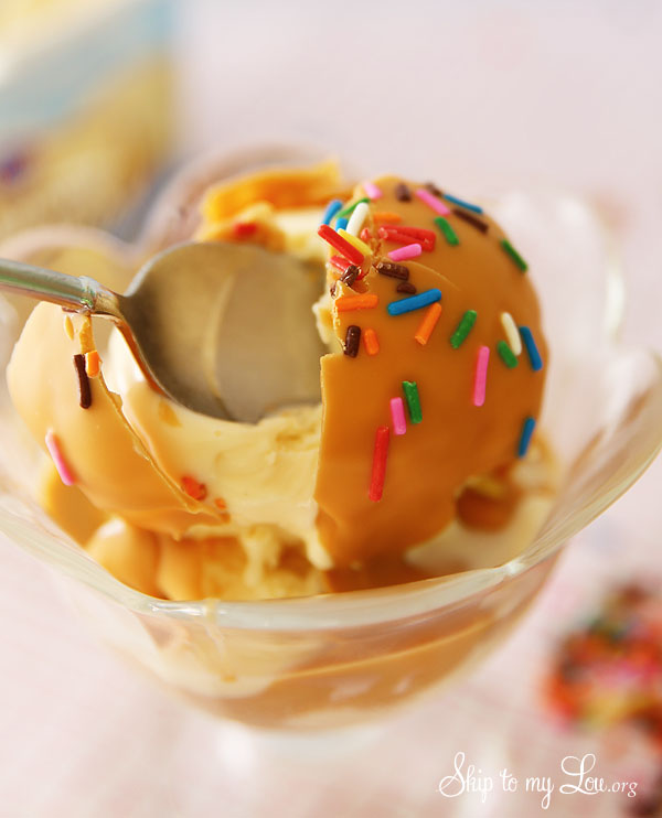 Magic Shell and Potato Stix on Ice Cream Recipe