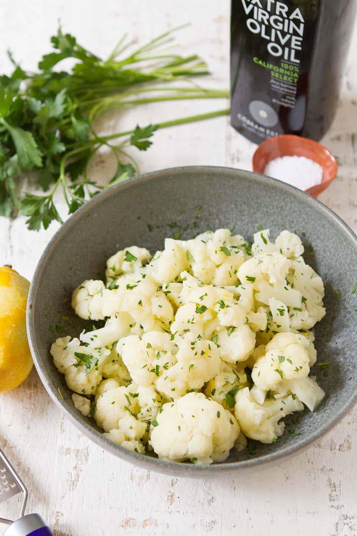 Steamed Cauliflower with Lemon & Parsley - Cookin Canuck