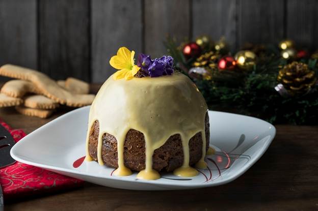 Christmas Pudding with Brandy Custard