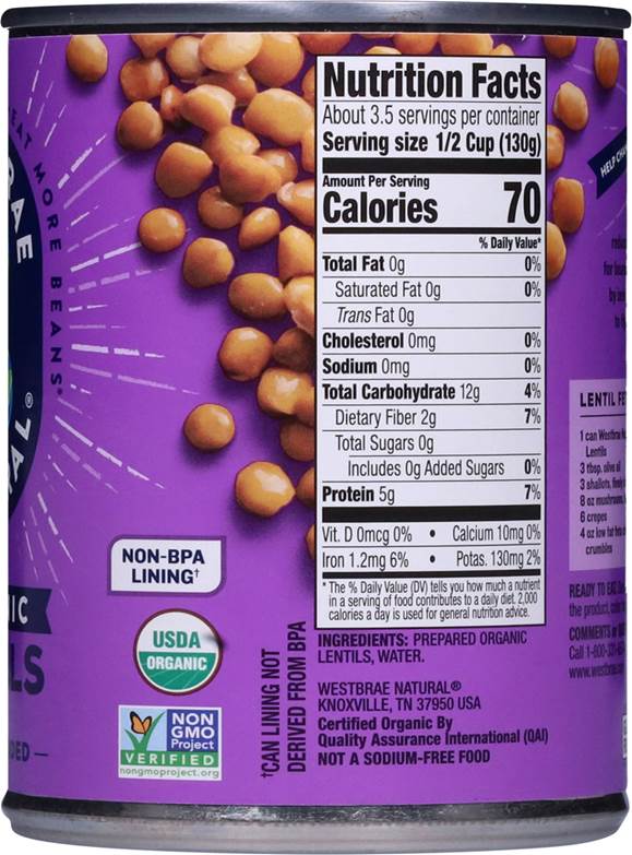 Westbrae Natural Lentils, Organic