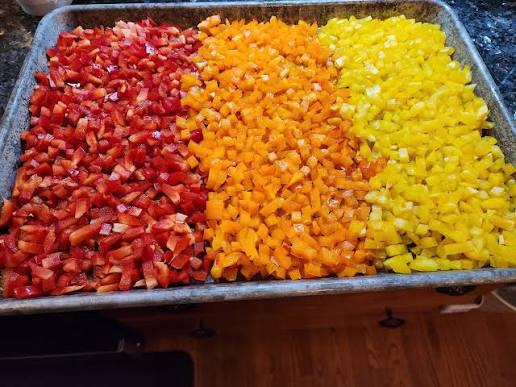 Freezing peppers and onions for future recipes