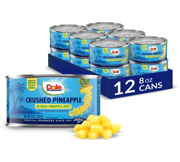 Amazon.com : Dole Crushed Pineapple, 8 Oz | Canned Fruit, in 100% Pineapple  Juice, Gluten Free, Pantry Staples : Pickles : Grocery & Gourmet Food